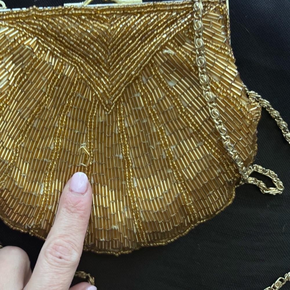 La Regale Ltd. Vintage Gold Beaded Evening Clutch - Picture 3 of 5